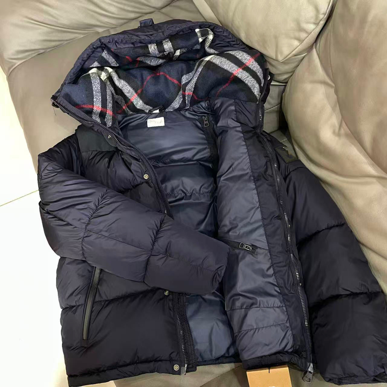 Plaid cotton-padded jacket