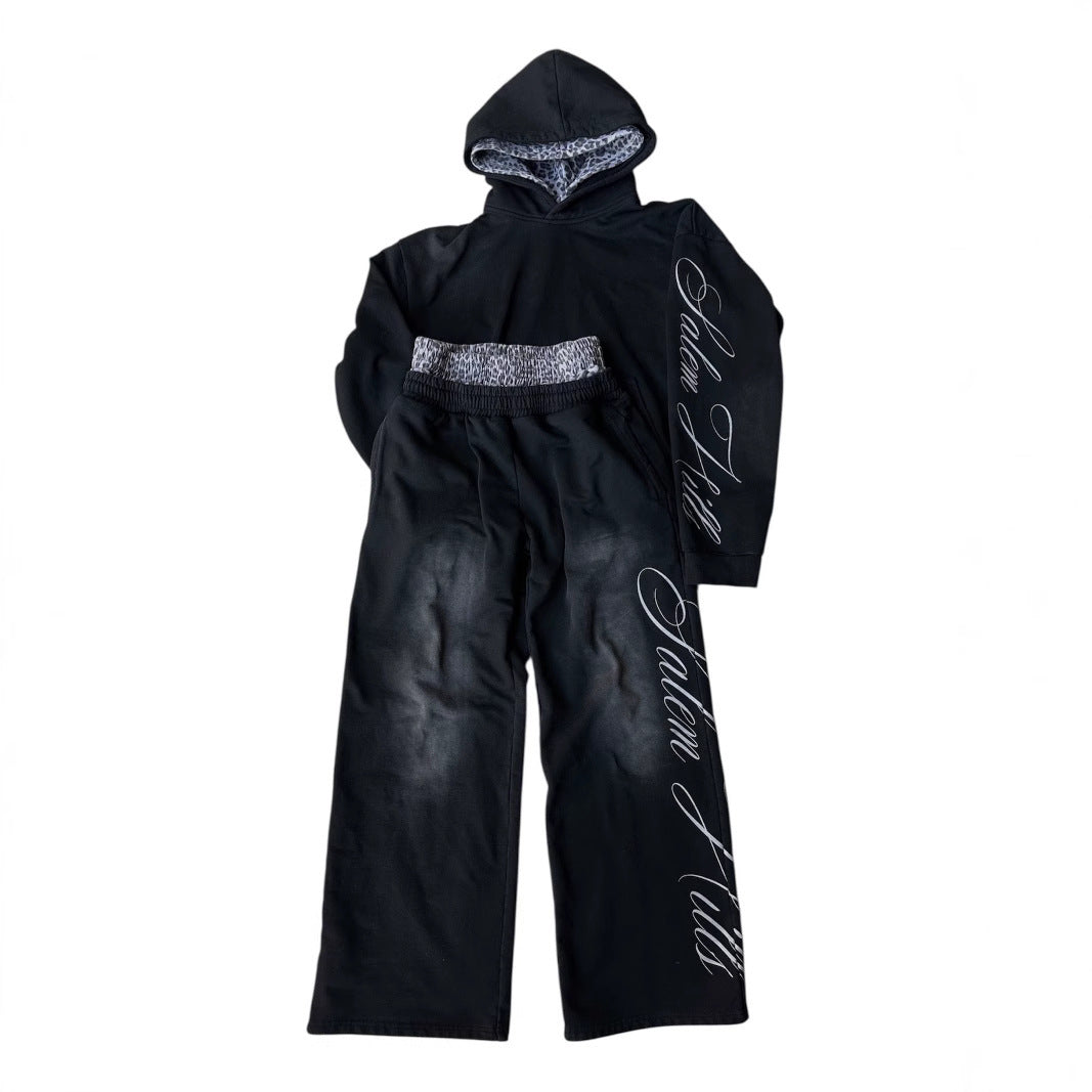 Punk Print Hoodie and Sweatpants Set