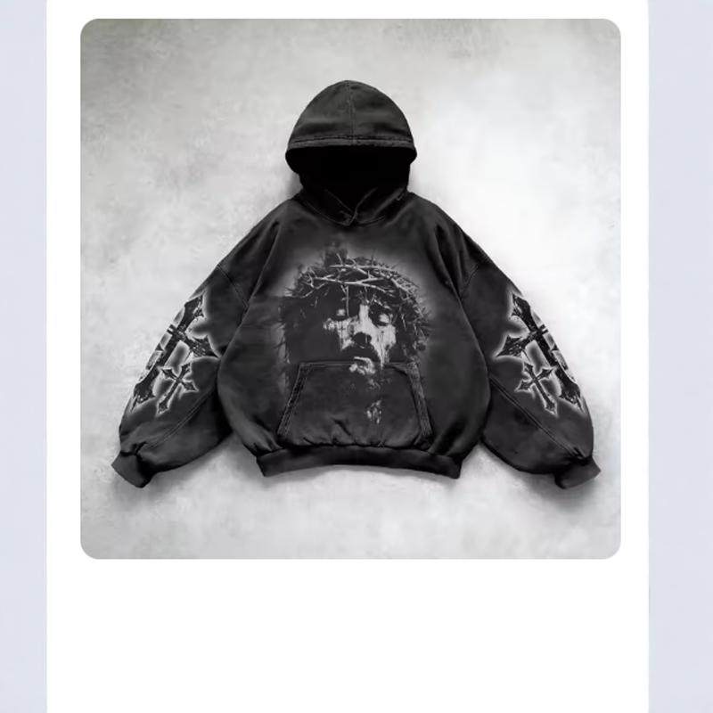 Loose-fitting drop-shoulder hoodie