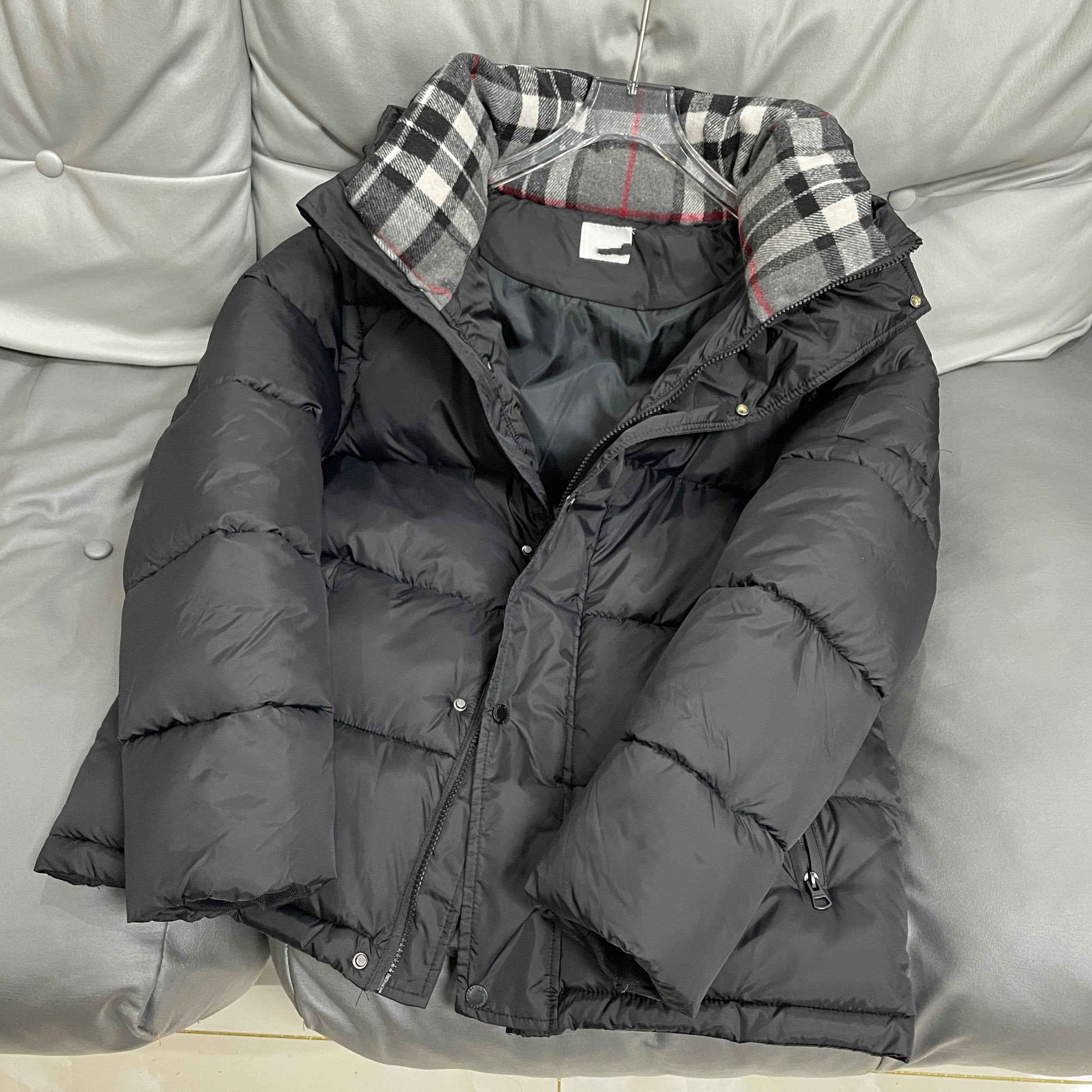 Plaid cotton-padded jacket
