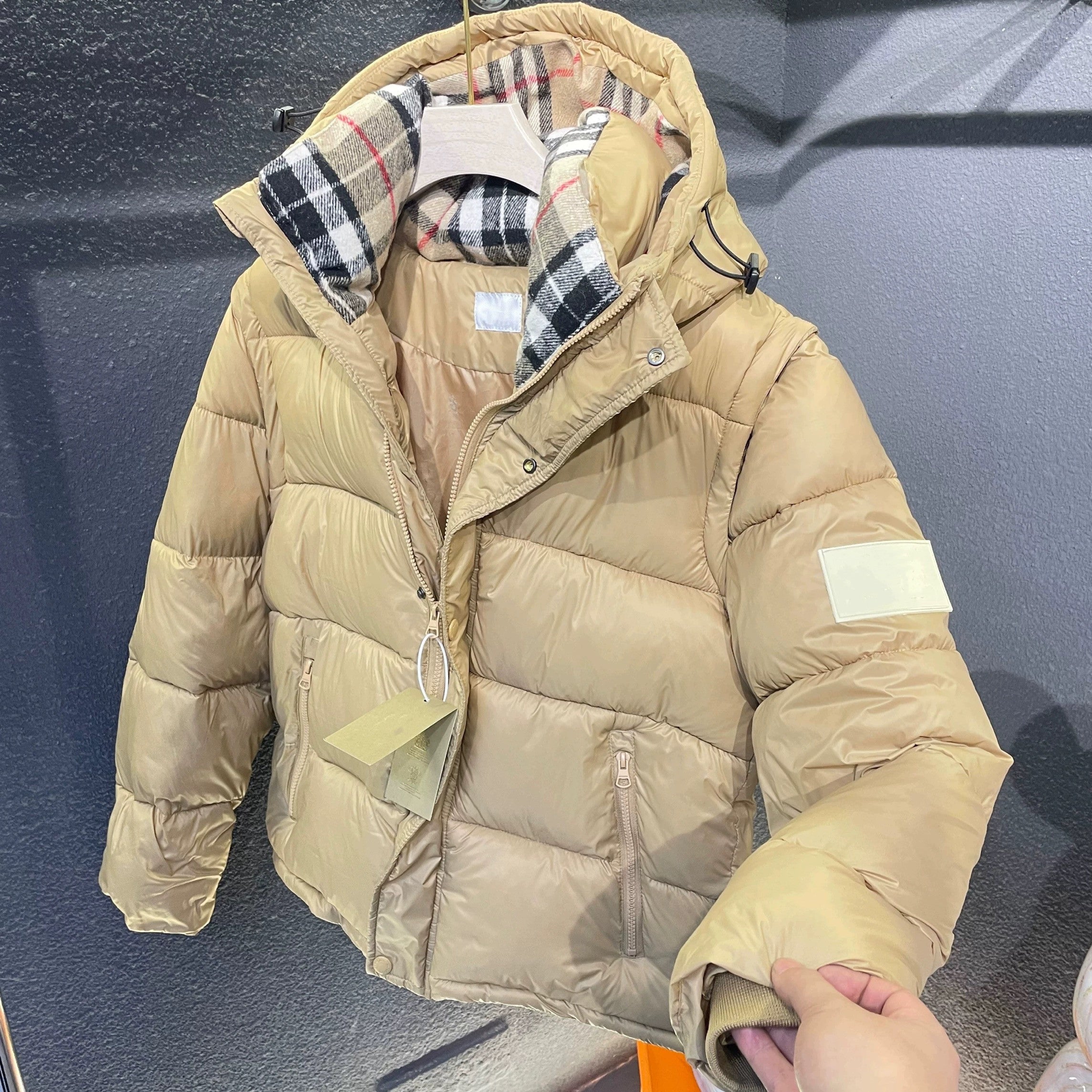 Plaid cotton-padded jacket
