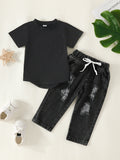 Kids Cotton T-Shirt and Denim Pants Set