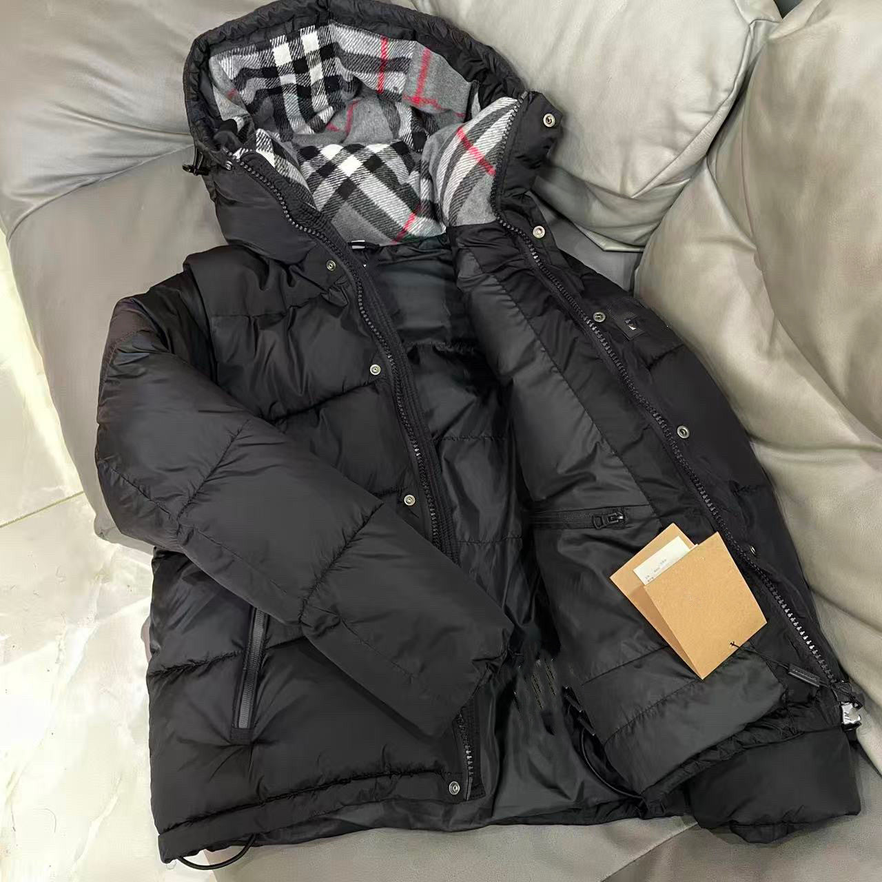 Plaid cotton-padded jacket